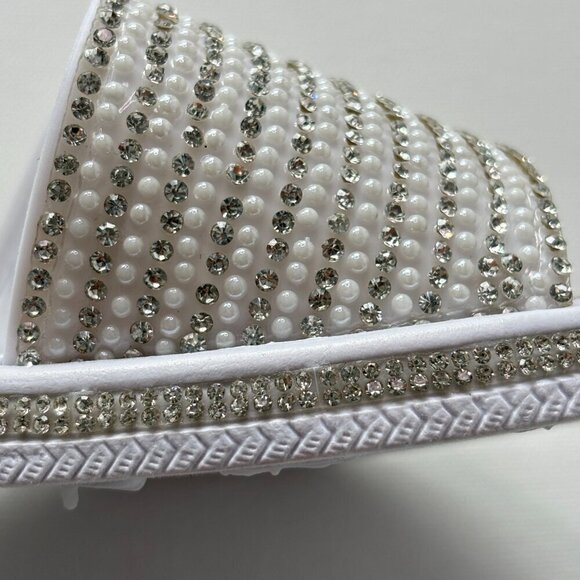 Juicy Couture Women's Yrie White Rhinestone Slides - Picture 7 of 13